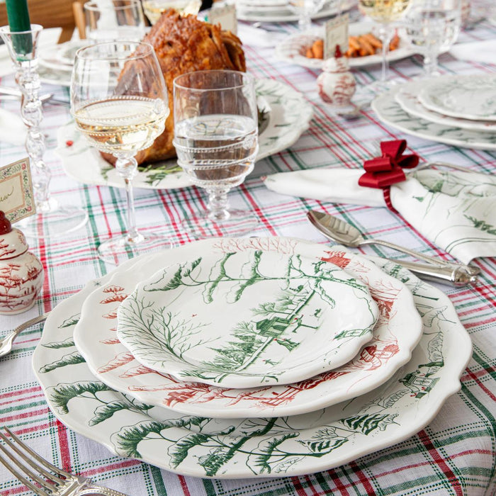 Country Estate Winter Frolic Ruby and Evergreen collection on a tablescape