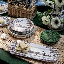 Country Estate Flint cocktail plates and hostess tray with tea sandwiches ready for a party.