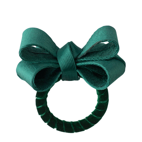 Soft Black Ribbon Scrunchie Hair Bow - Ponytail Holder